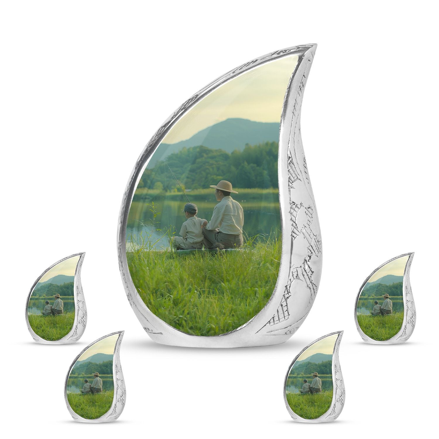 Father Son Fishing Memorial Urns - Beautiful Burial Urns For Ashes