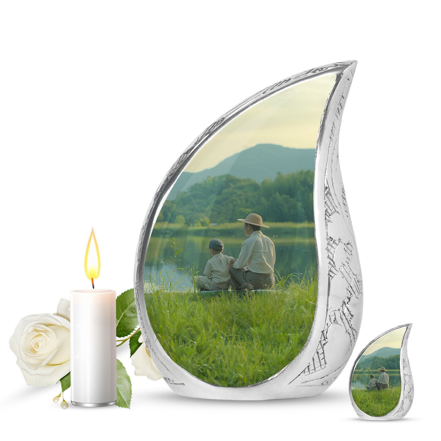 Father Son Fishing Memorial Urns - Beautiful Burial Urns For Ashes