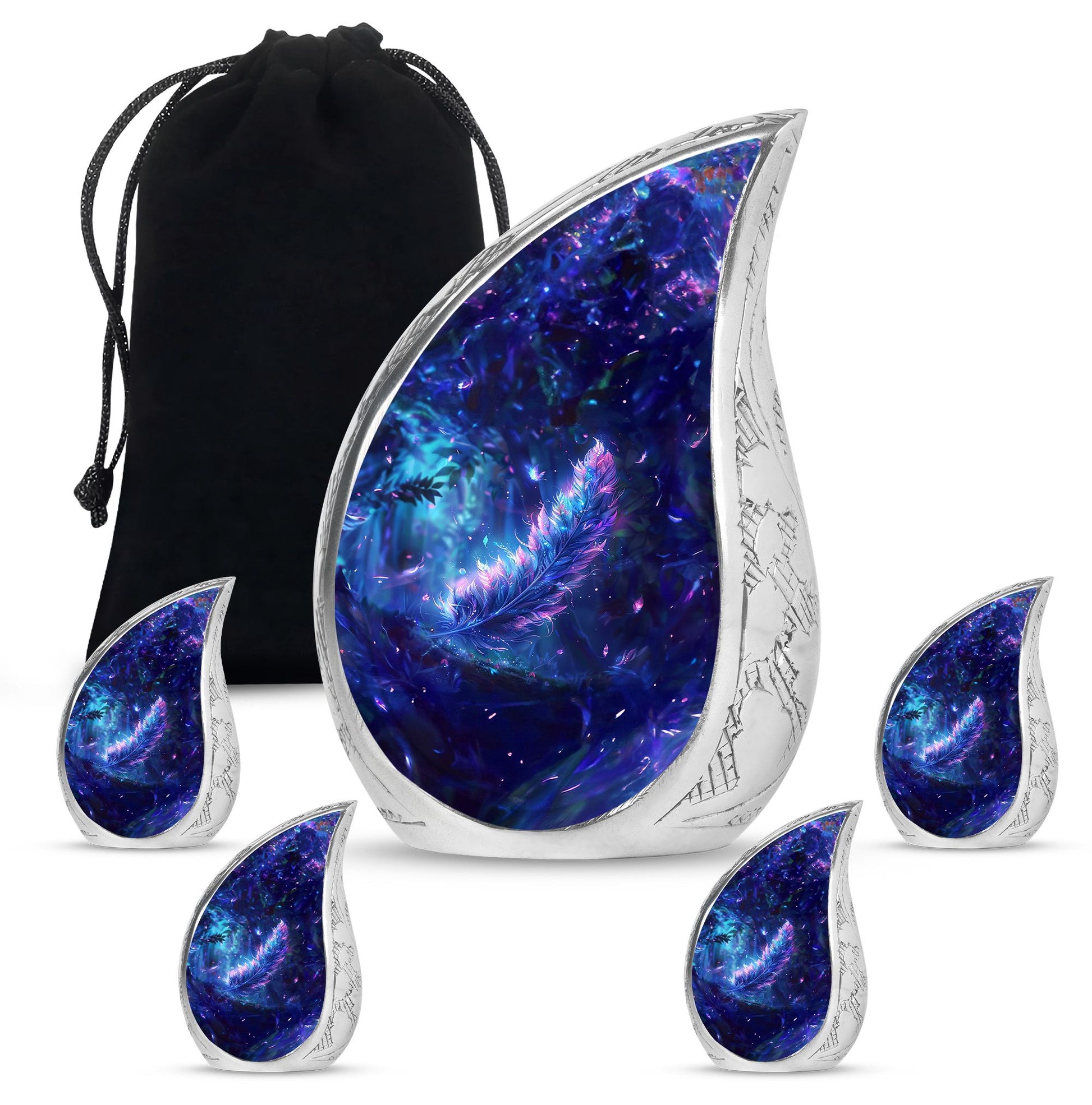 Feather Decorative Memorial Urns - Large Funeral Urn For Women