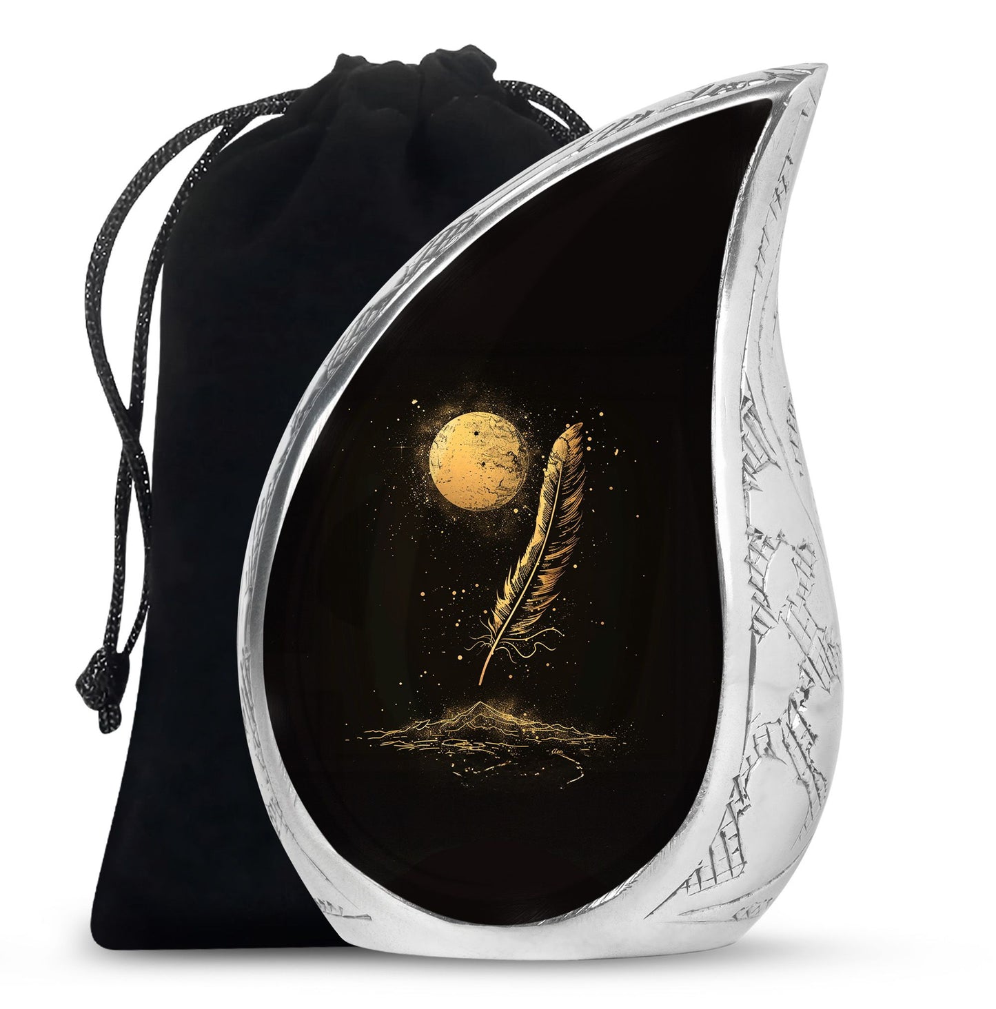 Black Personalized Galaxy Cremation Urn for Human Ashes - 10-inch, 200 cu in - Yatskia