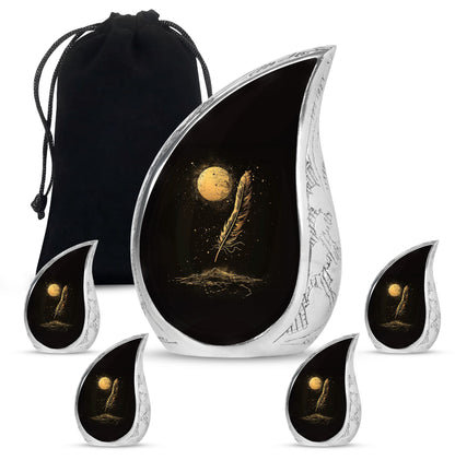 Black Personalized Galaxy Cremation Urn for Human Ashes - 10-inch, 200 cu in - Yatskia
