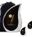 Black Moon Feather Decorative Urns - Cremation Urns For Human Ashes
