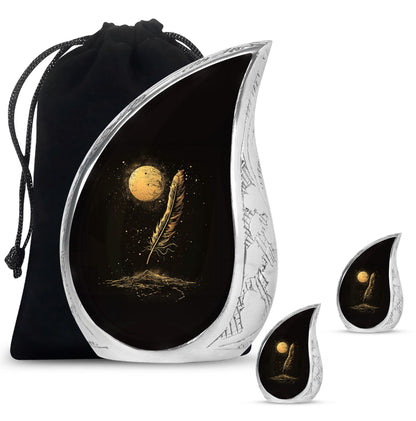 Black Personalized Galaxy Cremation Urn for Human Ashes - 10-inch, 200 cu in - Yatskia