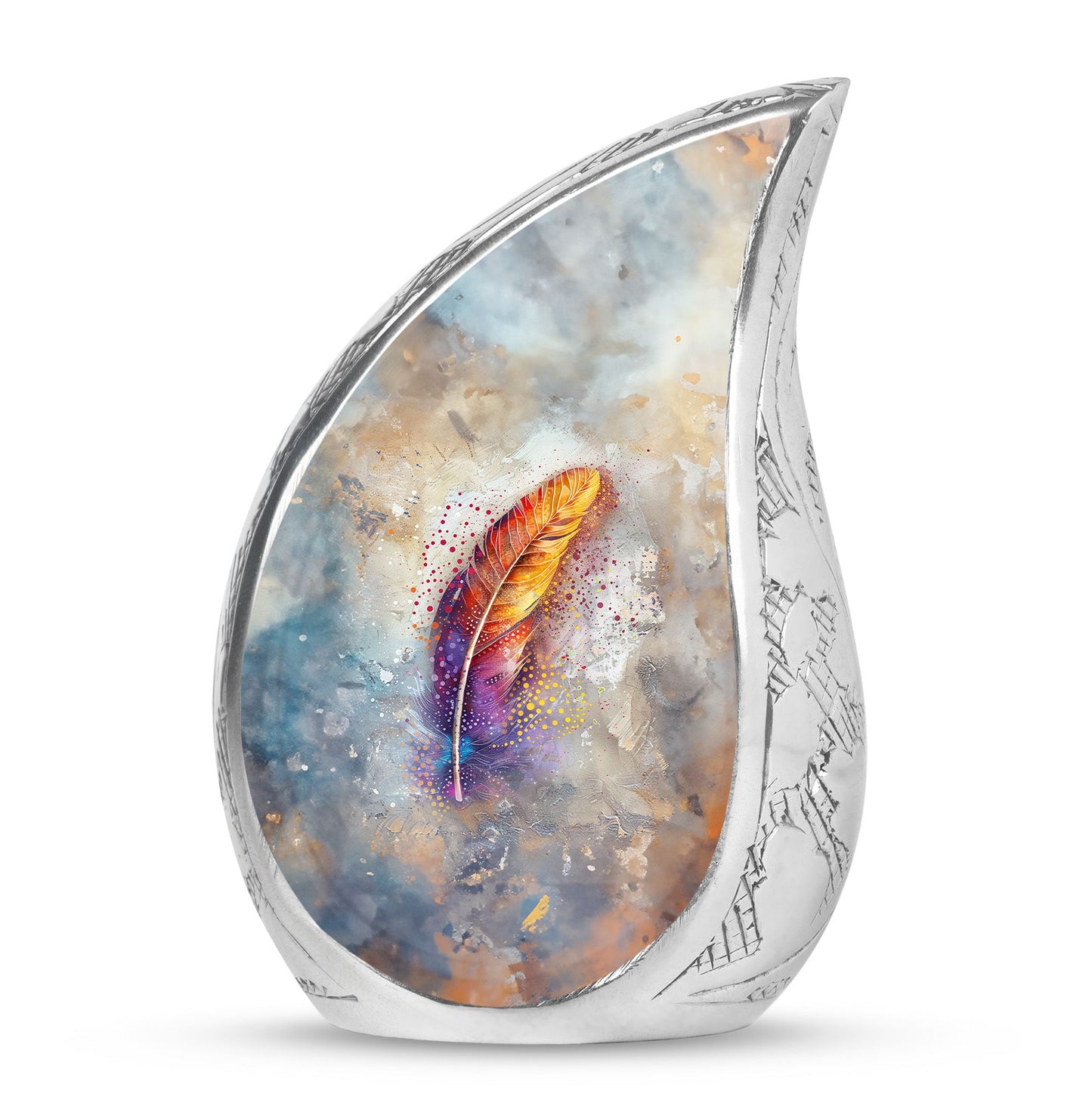Personalized Feather Memorial Urn for Human Ashes - 10-inch, 200 cu in - Yatskia