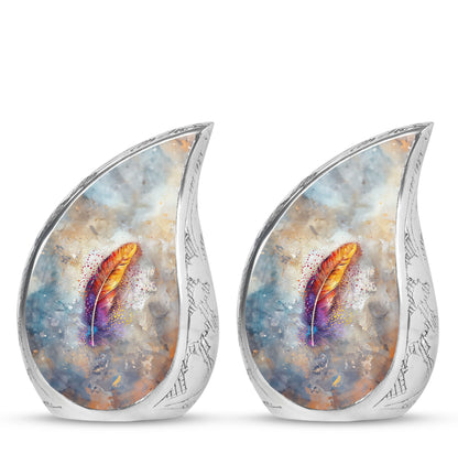 Personalized Feather Memorial Urn for Human Ashes - 10-inch, 200 cu in - Yatskia