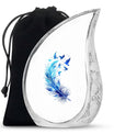 Feather Blue Flying Bird Cremation Urns - Memorial Urn For Women Ashes