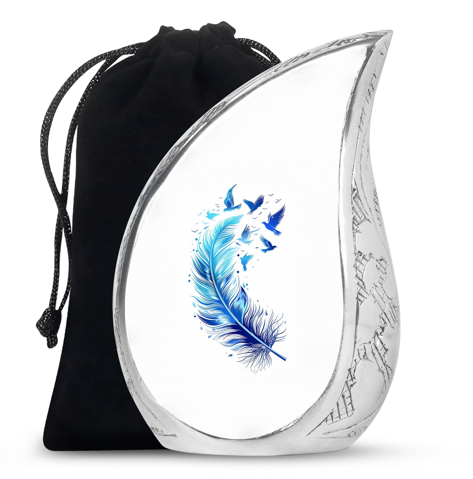 Feather Blue Flying Bird Cremation Urns - Memorial Urn For Women Ashes