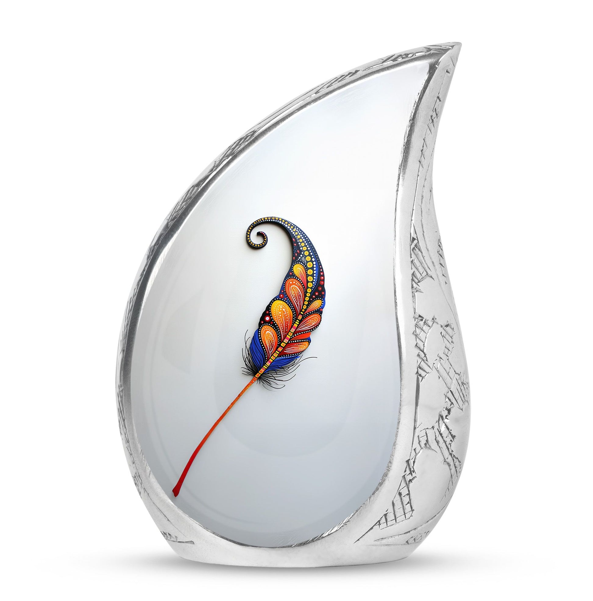 White Feather Urn For Human Ashes - Urn For Female