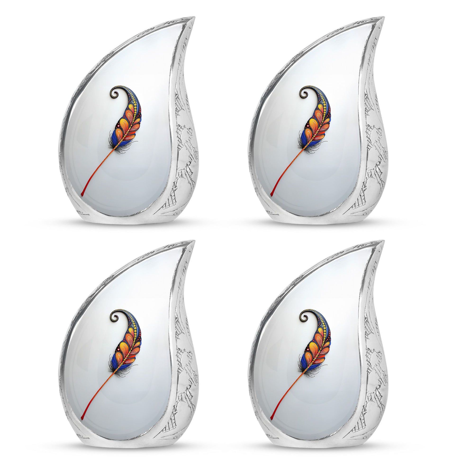 White Feather Urn For Human Ashes - Urn For Female