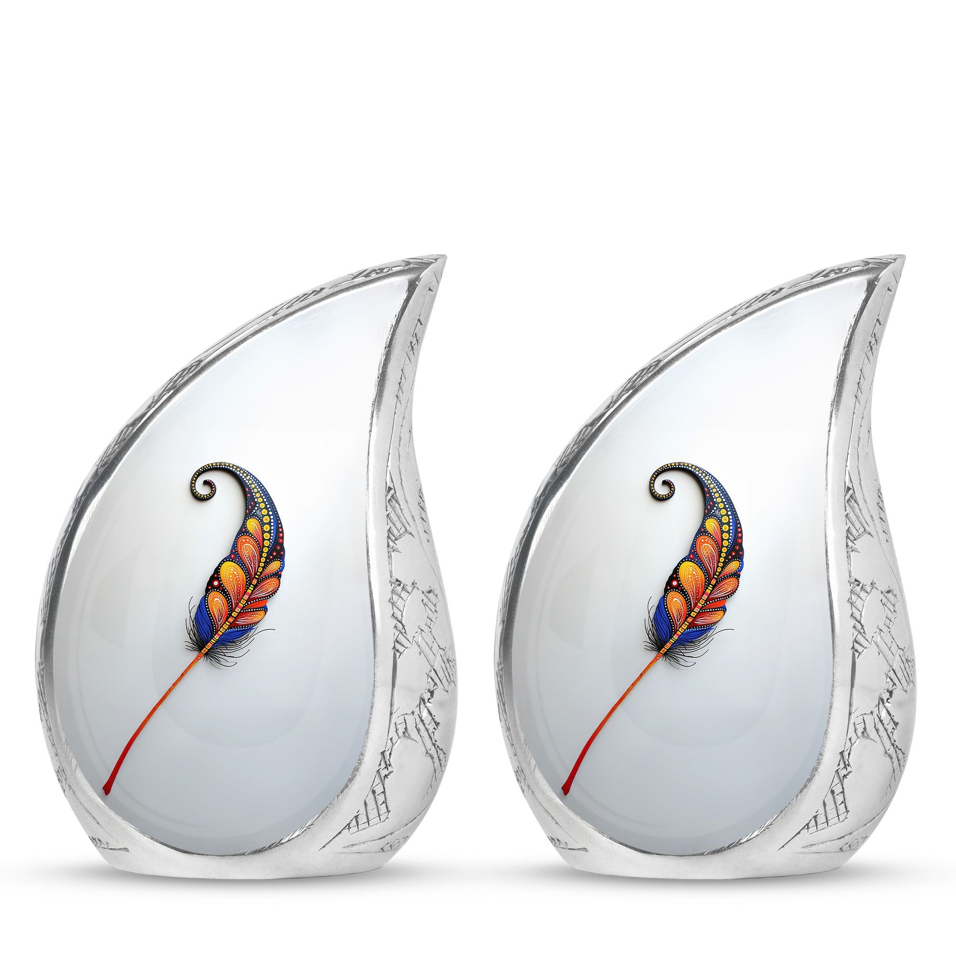 White Feather Urn For Human Ashes - Urn For Female