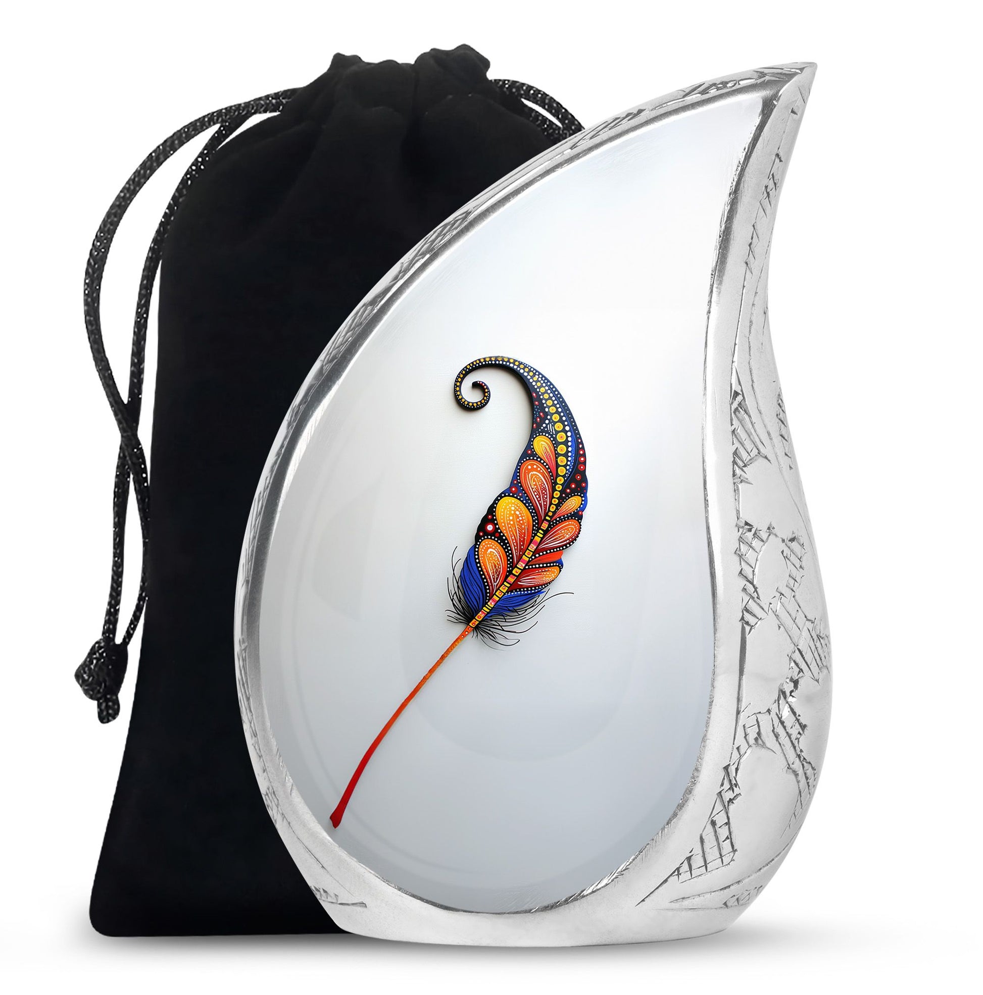 White Feather Urn For Human Ashes - Urn For Female