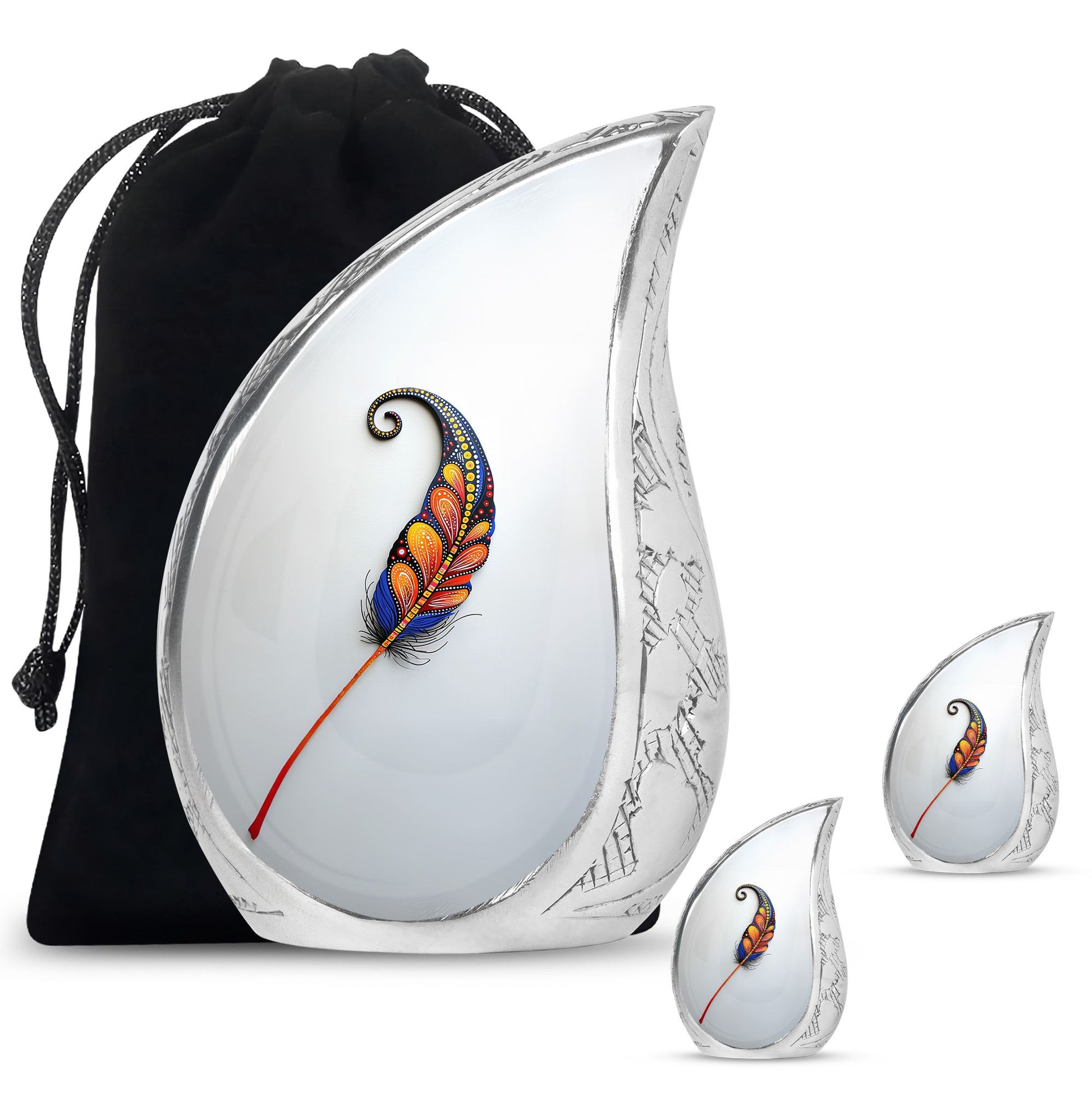 White Feather Urn For Human Ashes - Urn For Female