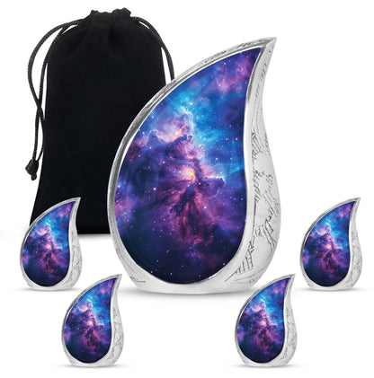 Galaxy Theme Large Urn With 4 Keepsake Urn