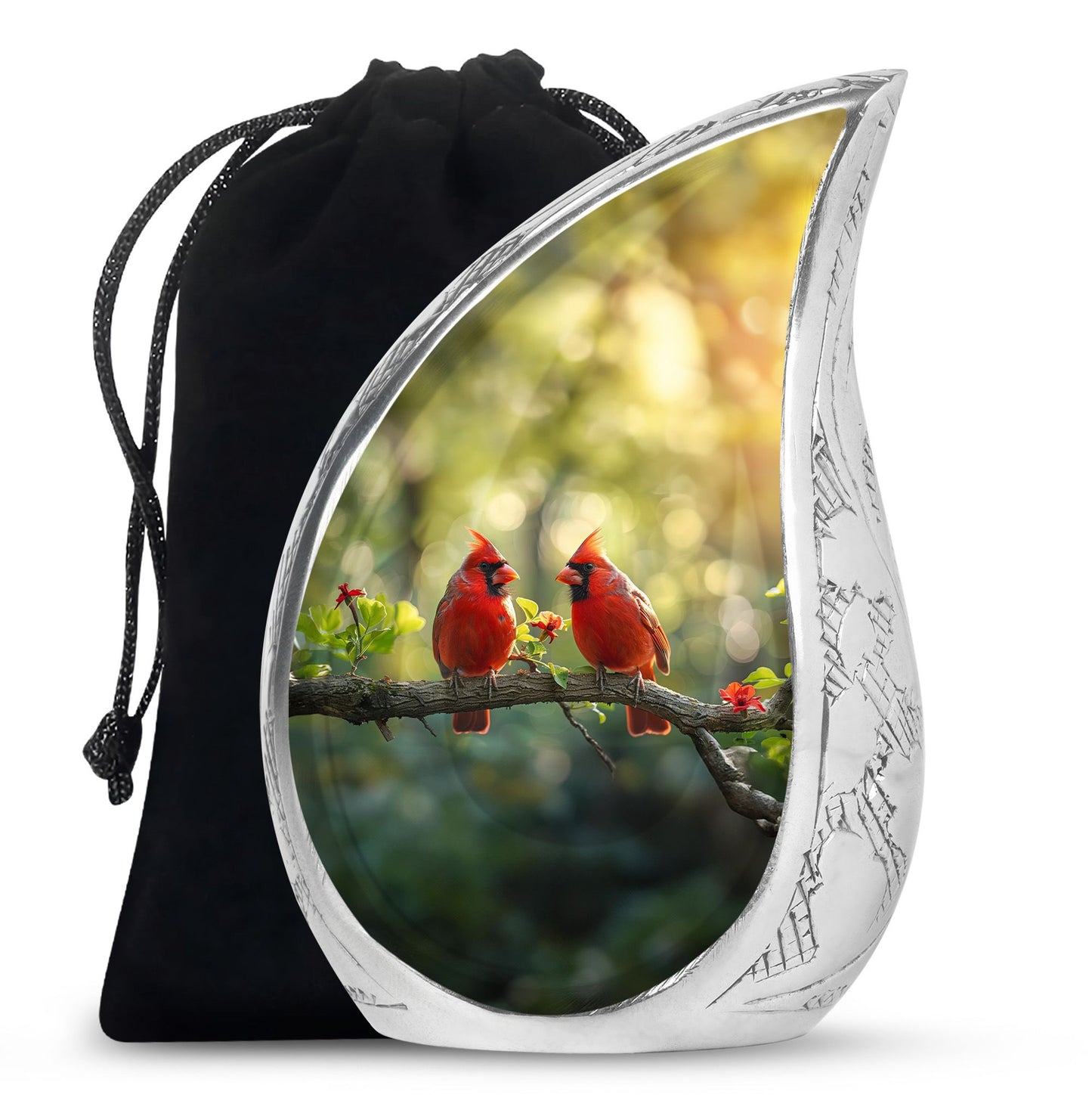 Cardinal Bird Theme Large Urn 10 Inch