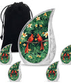 Cardinal Bird Theme Large Urn With 4 Keepsake Urn