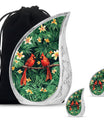 Cardinal Bird Theme Large Urn With 2 Keepsake Urn