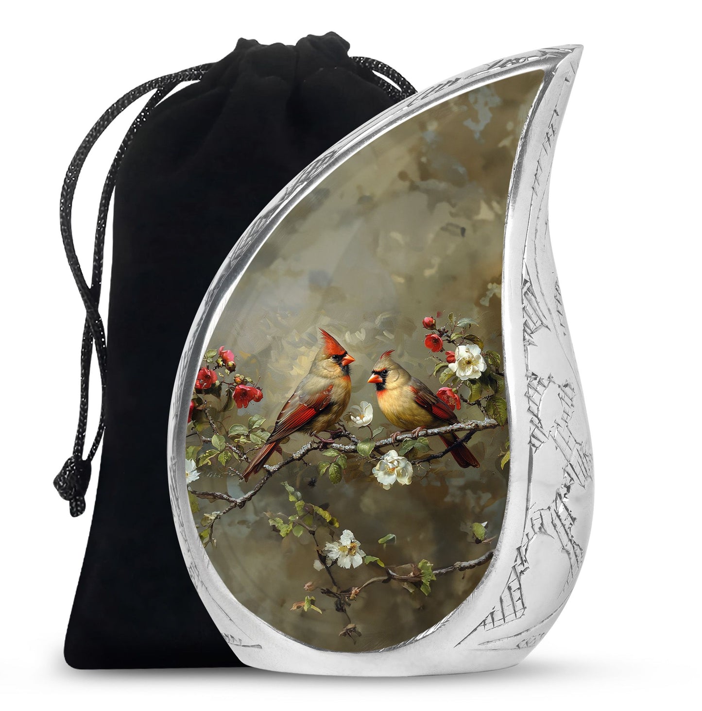 Cardinal Bird Theme Large Urn 10 Inch