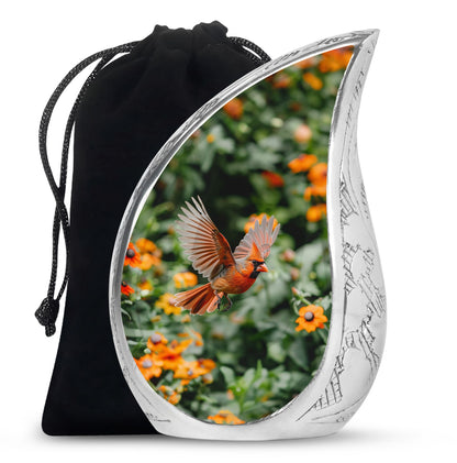 Cardinal Bird Theme Large Urn 10 Inch