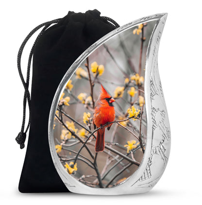 Cardinal Bird Theme Large Urn 10 Inch