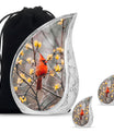 Cardinal Bird Theme Large Urn With 2 Keepsake Urn