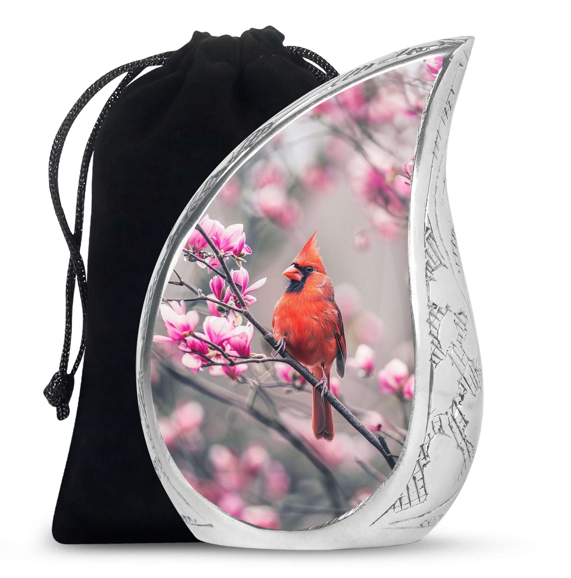 Cardinal Bird Theme Large Urn 10 Inch