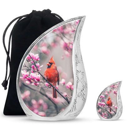 Cardinal Bird Theme Large Urn With 1 Keepsake Urn