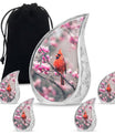 Cardinal Bird Theme Large Urn With 4 Keepsake Urn