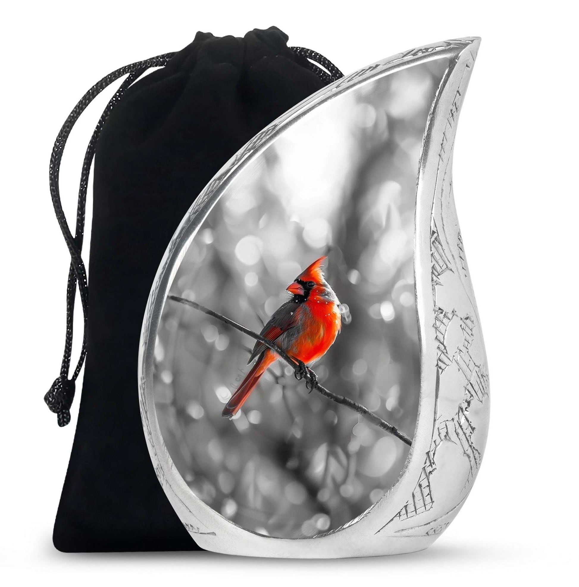 Cardinal Bird Theme Large Urn 10 Inch