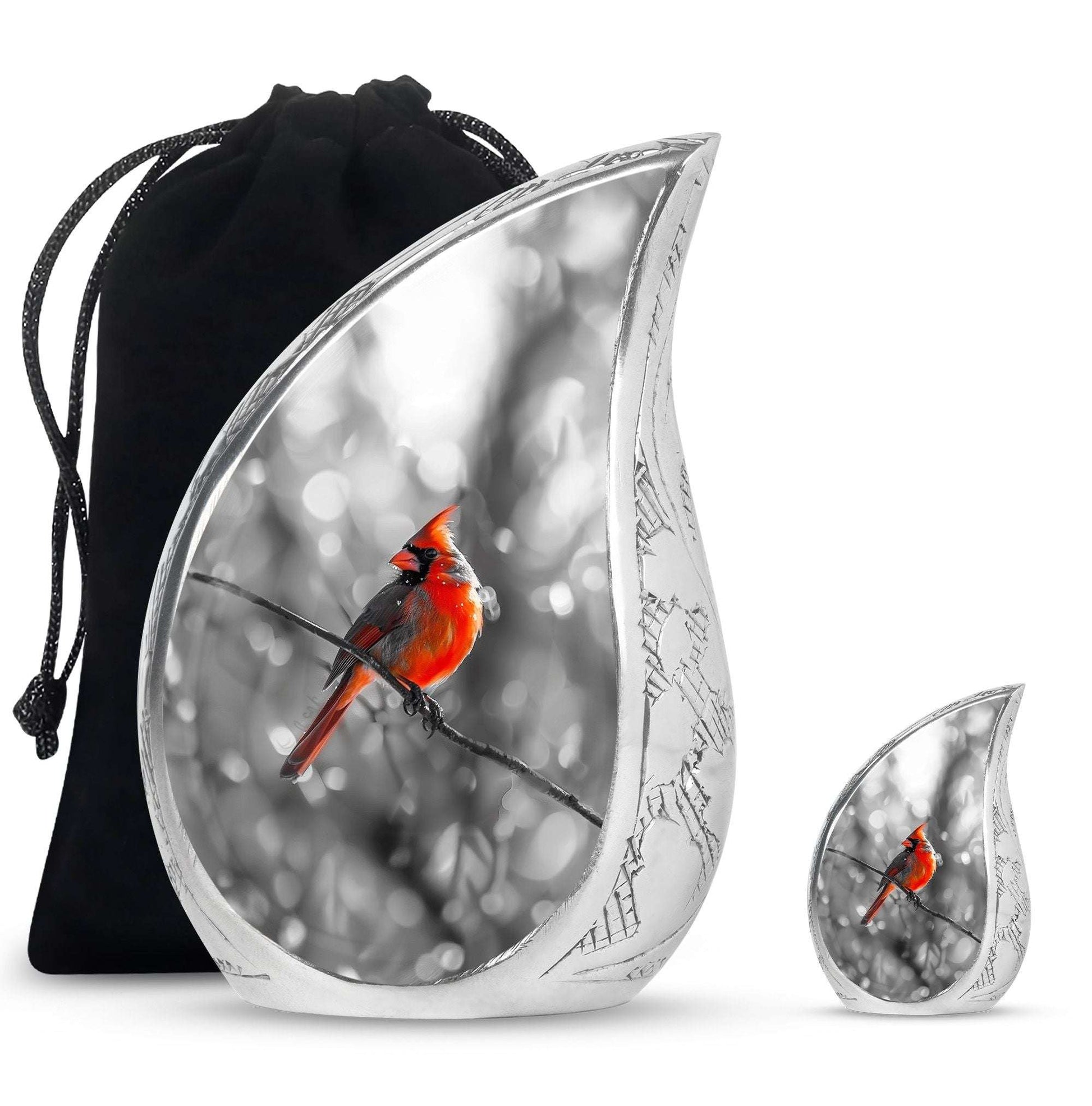 Cardinal Bird Theme Large Urn With 1 Keepsake Urn