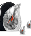 Cardinal Bird Theme Large Urn With 2 Keepsake Urn