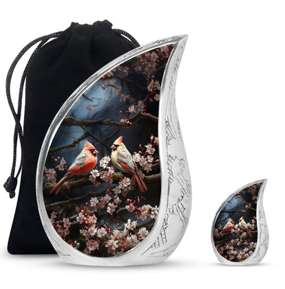 Cardinal Bird Theme Large Urn With 1 Keepsake Urn