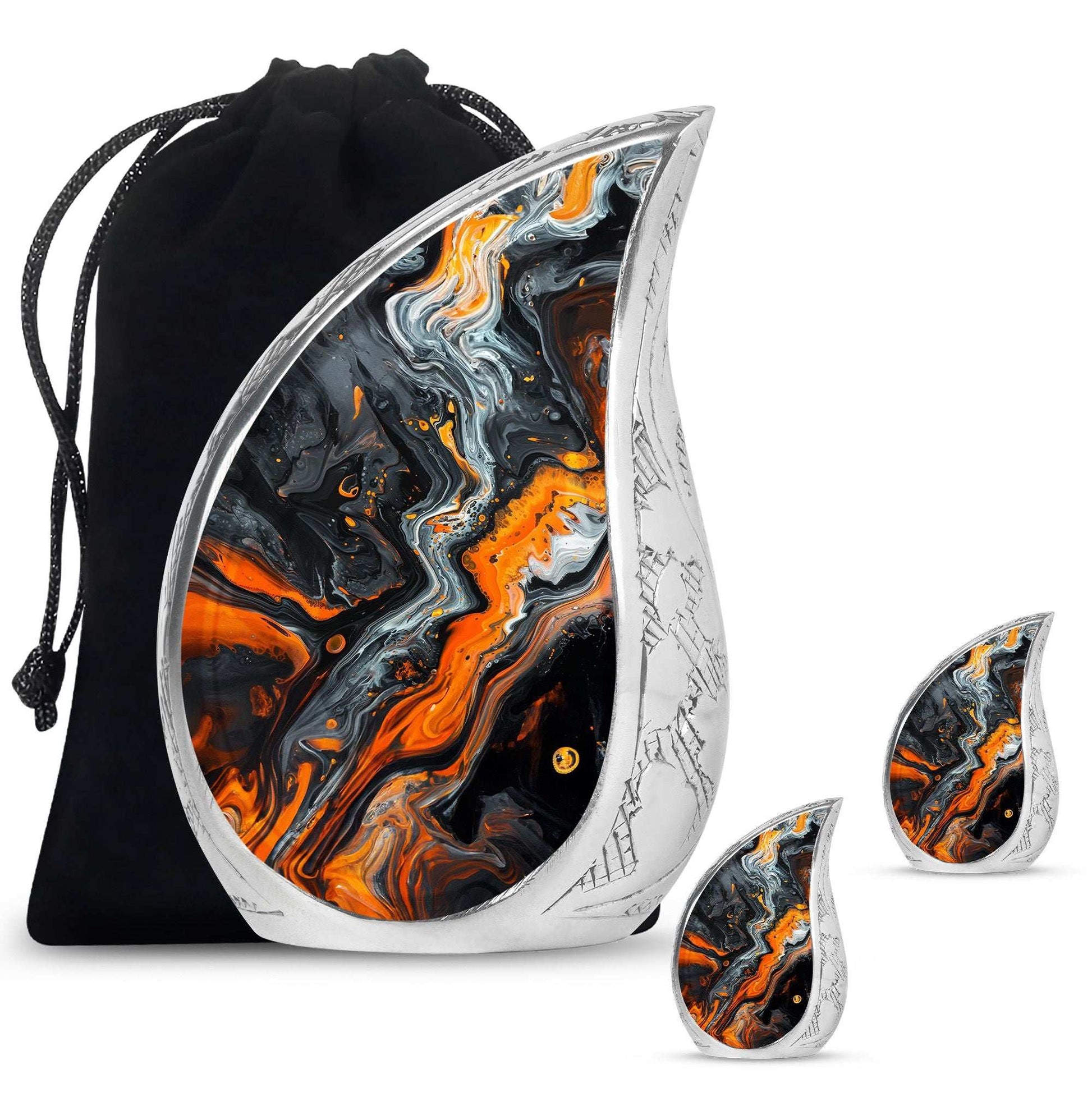 Abstract Theme Large Urn With 2 Keepsake Urn