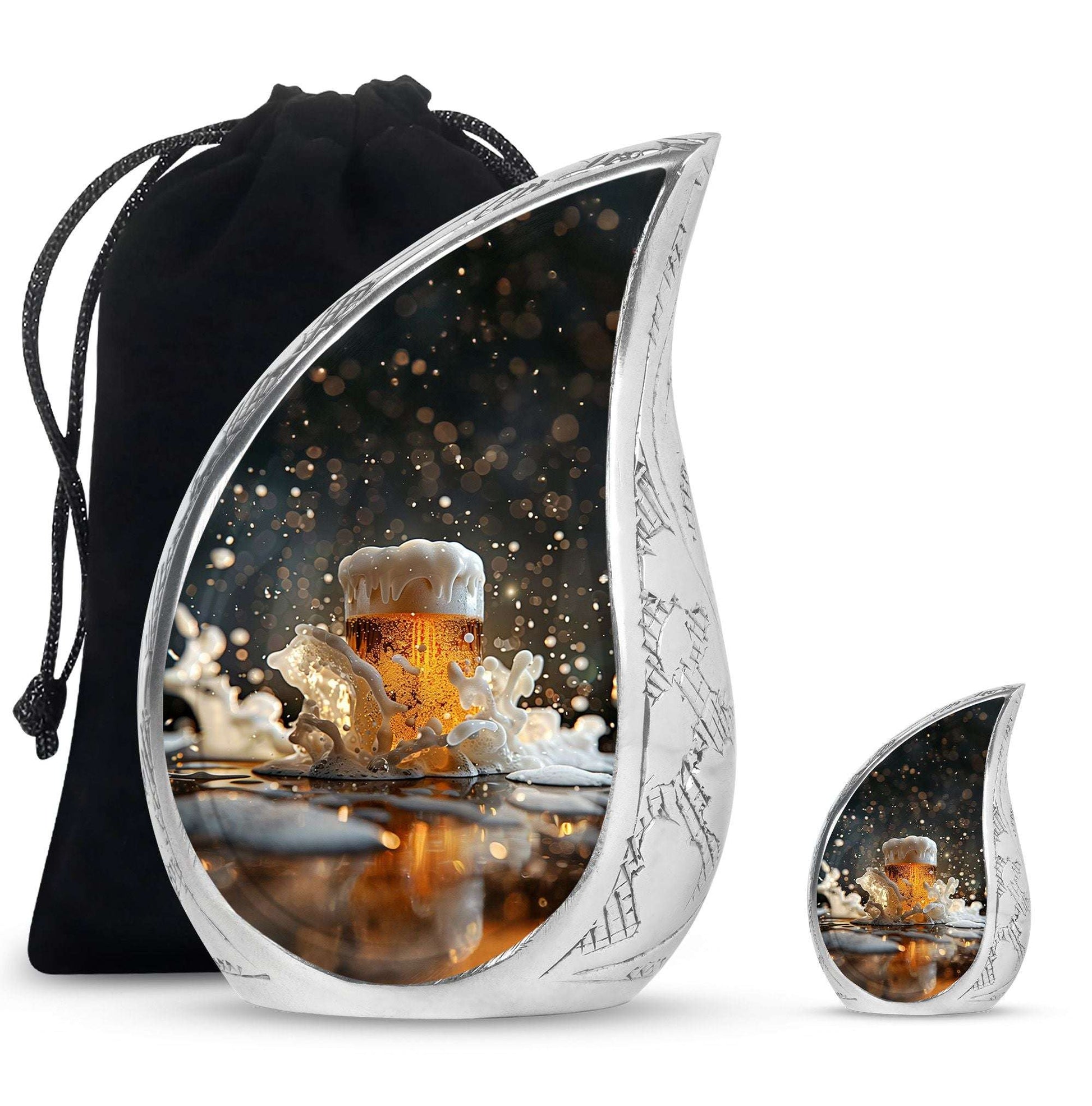 Beer Theme Large Urn With 1 Keepsake Urn