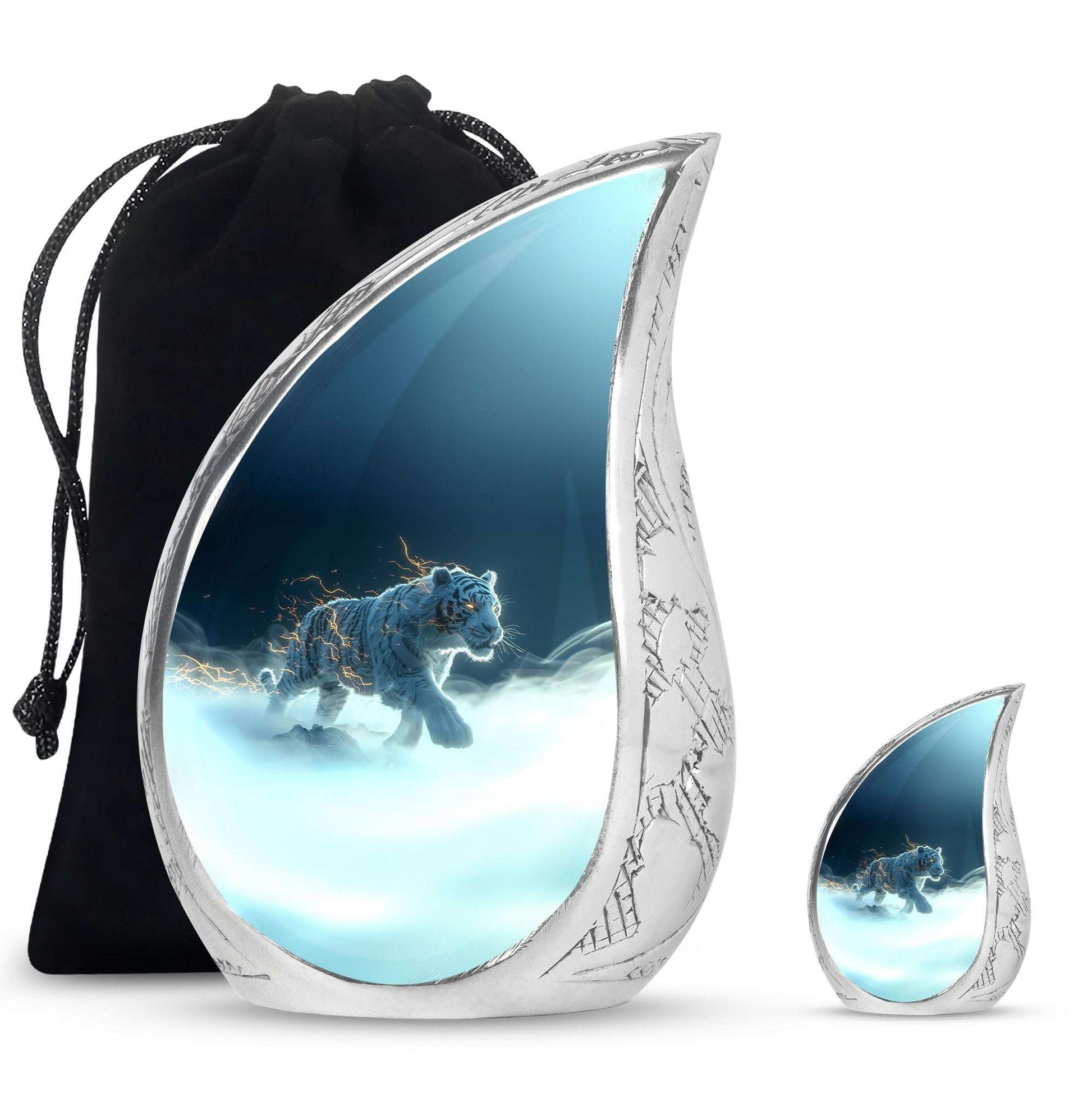 Tiger Theme Large Urn With 1 Keepsake Urn