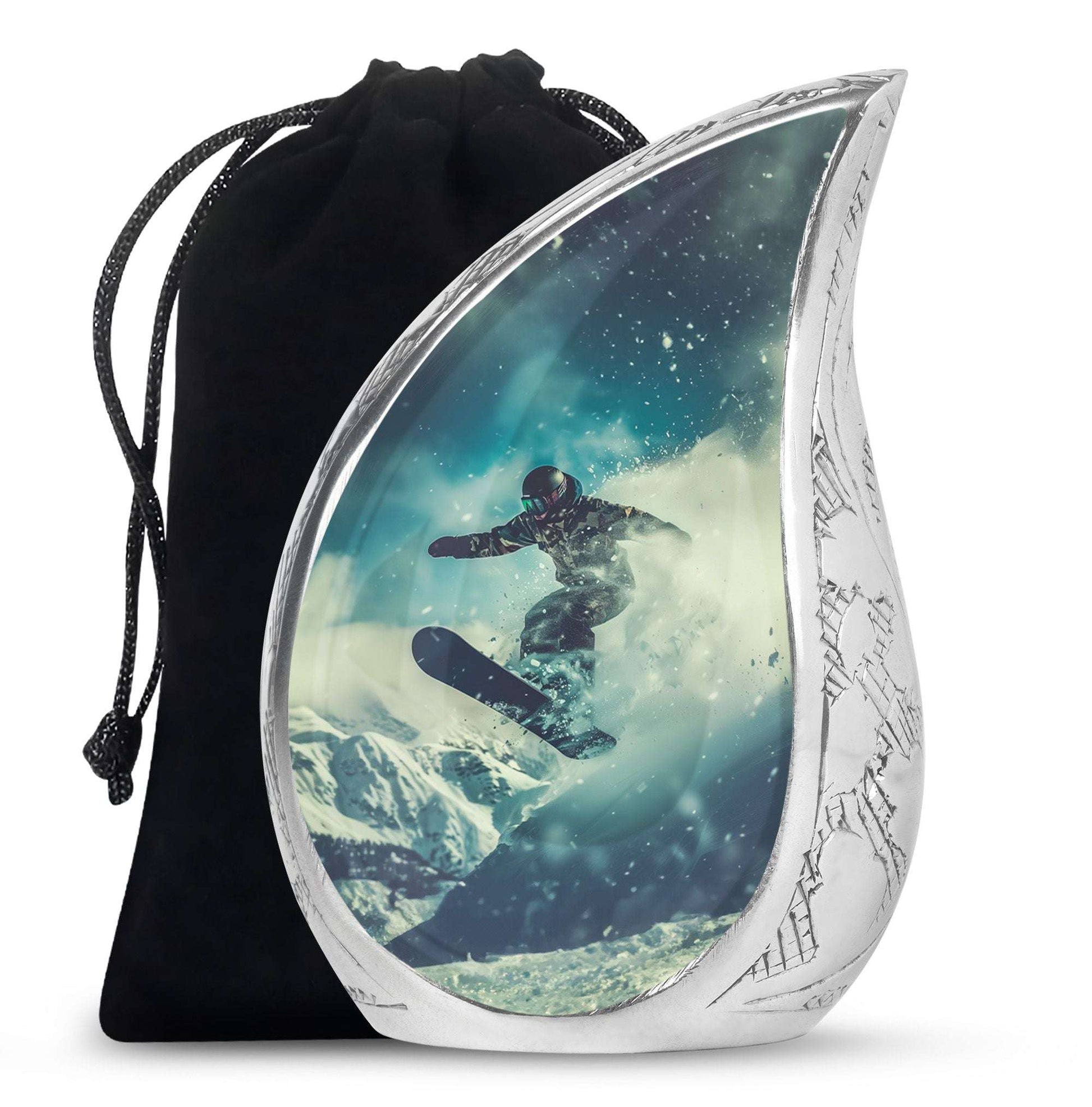 Snowboarding Theme Large Urn 10 Inch