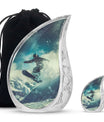 Snowboarding Theme Large Urn With 1 Keepsake Urn