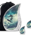 Snowboarding Theme Large Urn With 2 Keepsake Urn