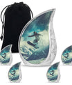 Snowboarding Theme Large Urn With 4 Keepsake Urn