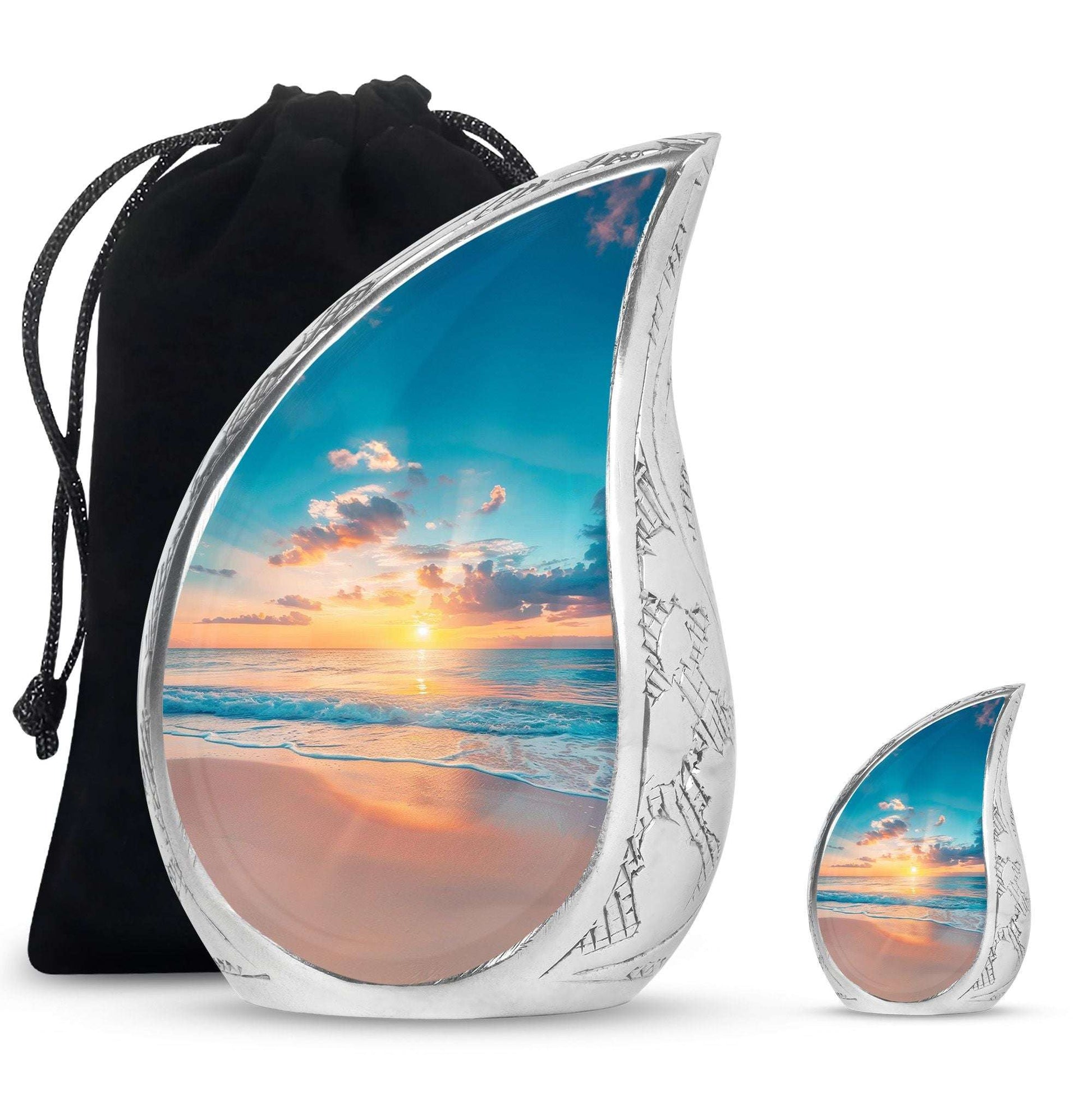 Sunset Beach Theme Large Urn With 1 Keepsake Urn