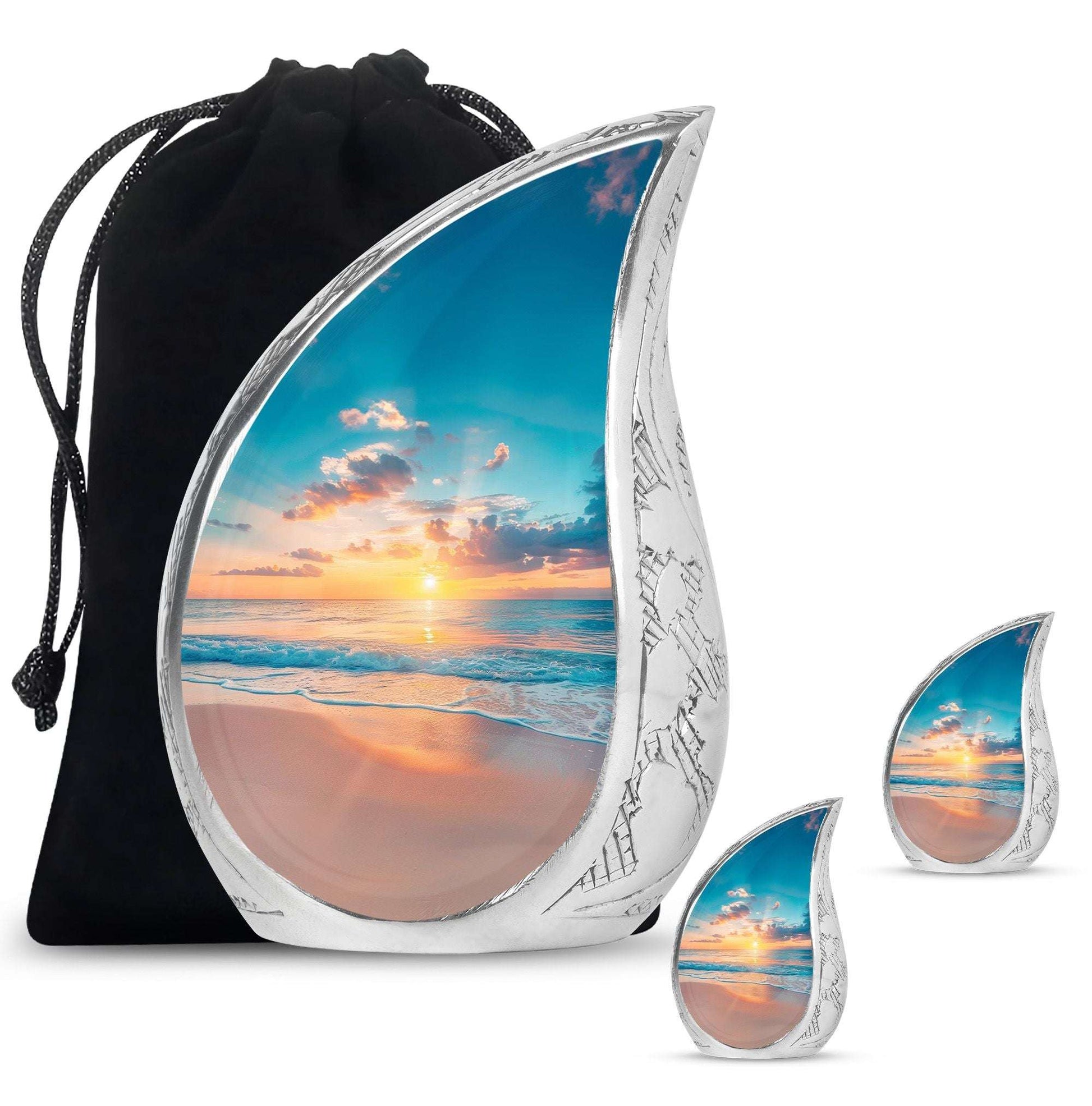 Sunset Beach Theme Large Urn With 2 Keepsake Urn