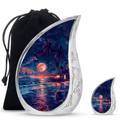 Night Beach Theme Large Urn With 1 Keepsake Urn