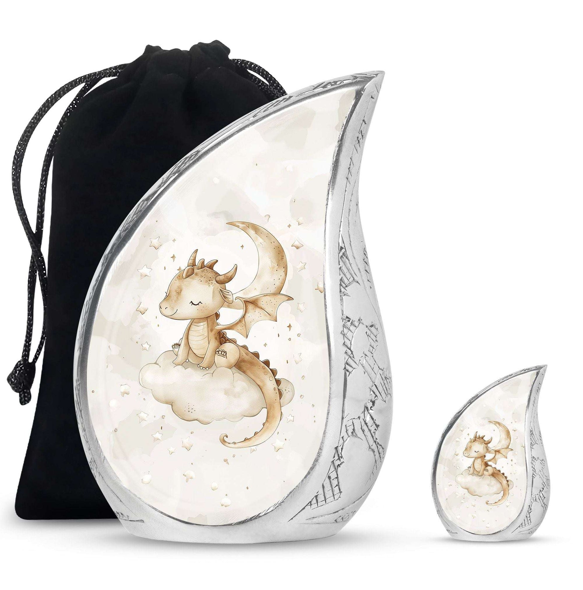 Dragons Theme Large Urn With 1 Keepsake Urn