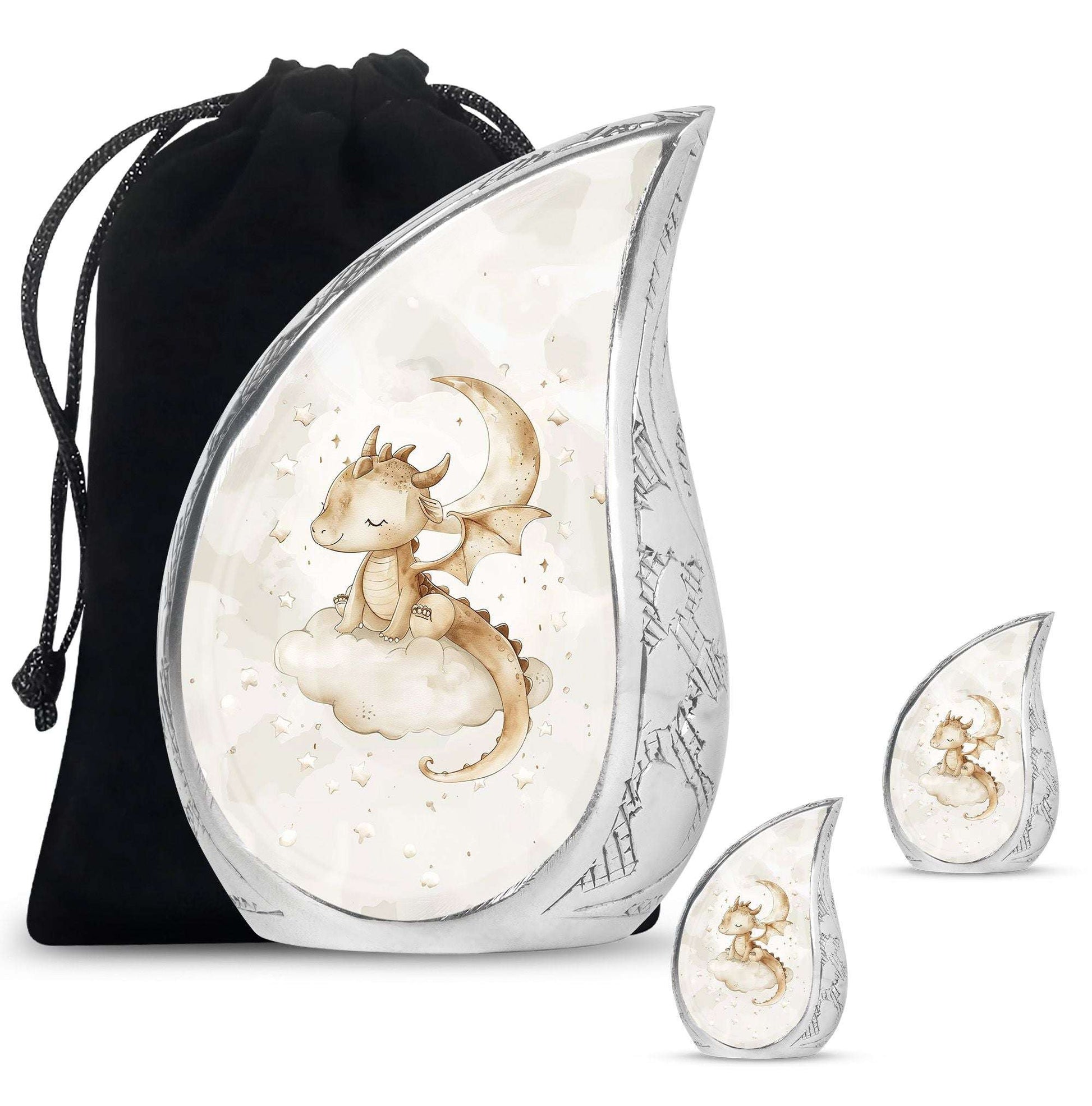 Dragons Theme Large Urn With 2 Keepsake Urn