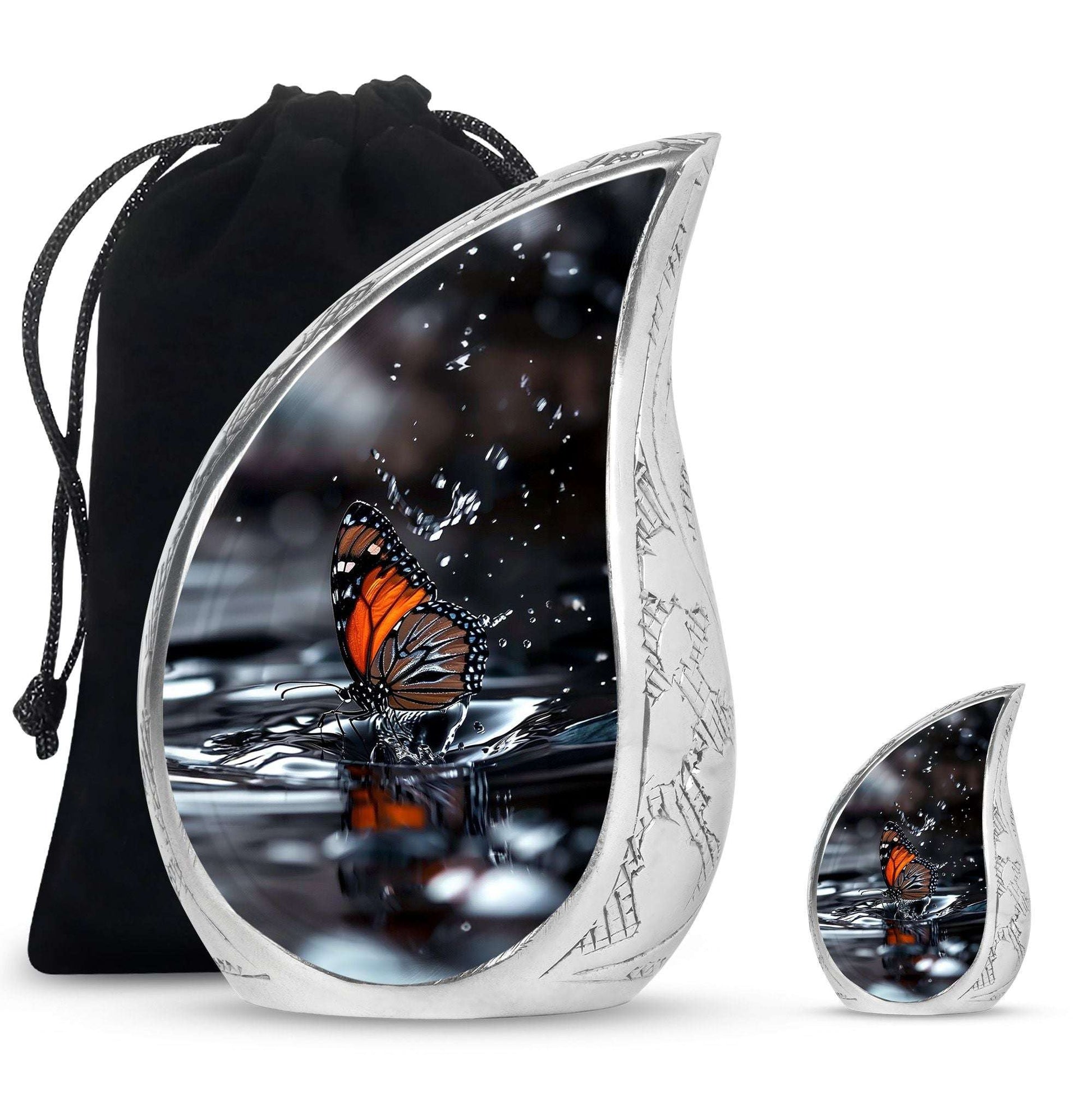 Butterfly Theme Large Urn With 1 Keepsake Urn