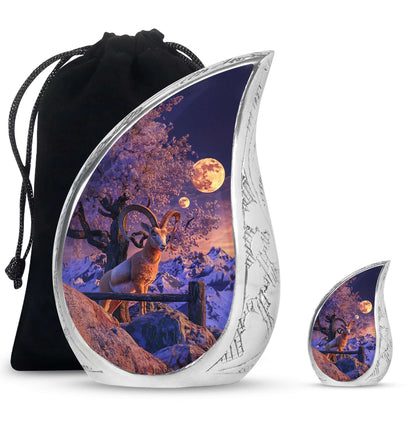 Goat Theme Large Urn With 1 Keepsake Urn