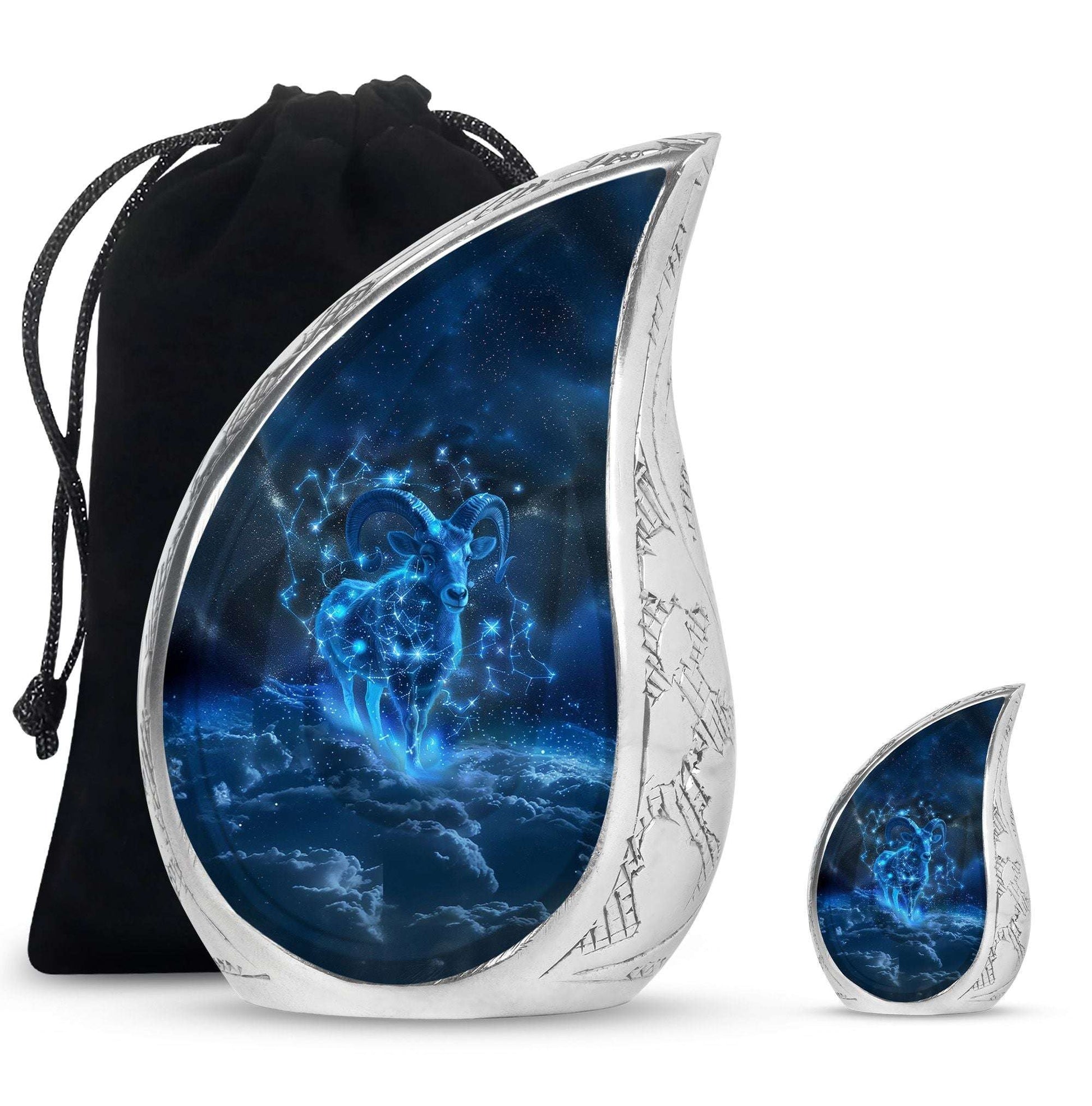 Goat Theme Large Urn With 1 Keepsake Urn