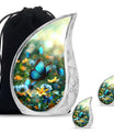 Butterfly Theme Large Urn With 2 Keepsake Urn