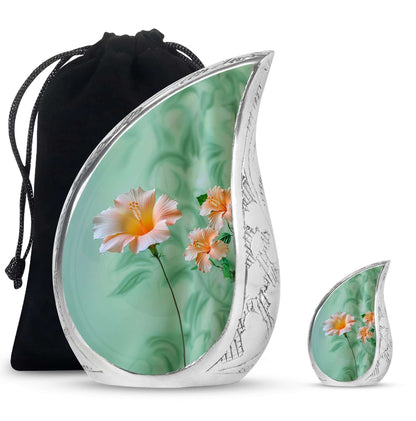 Flowers Theme Large Urn With 1 Keepsake Urn