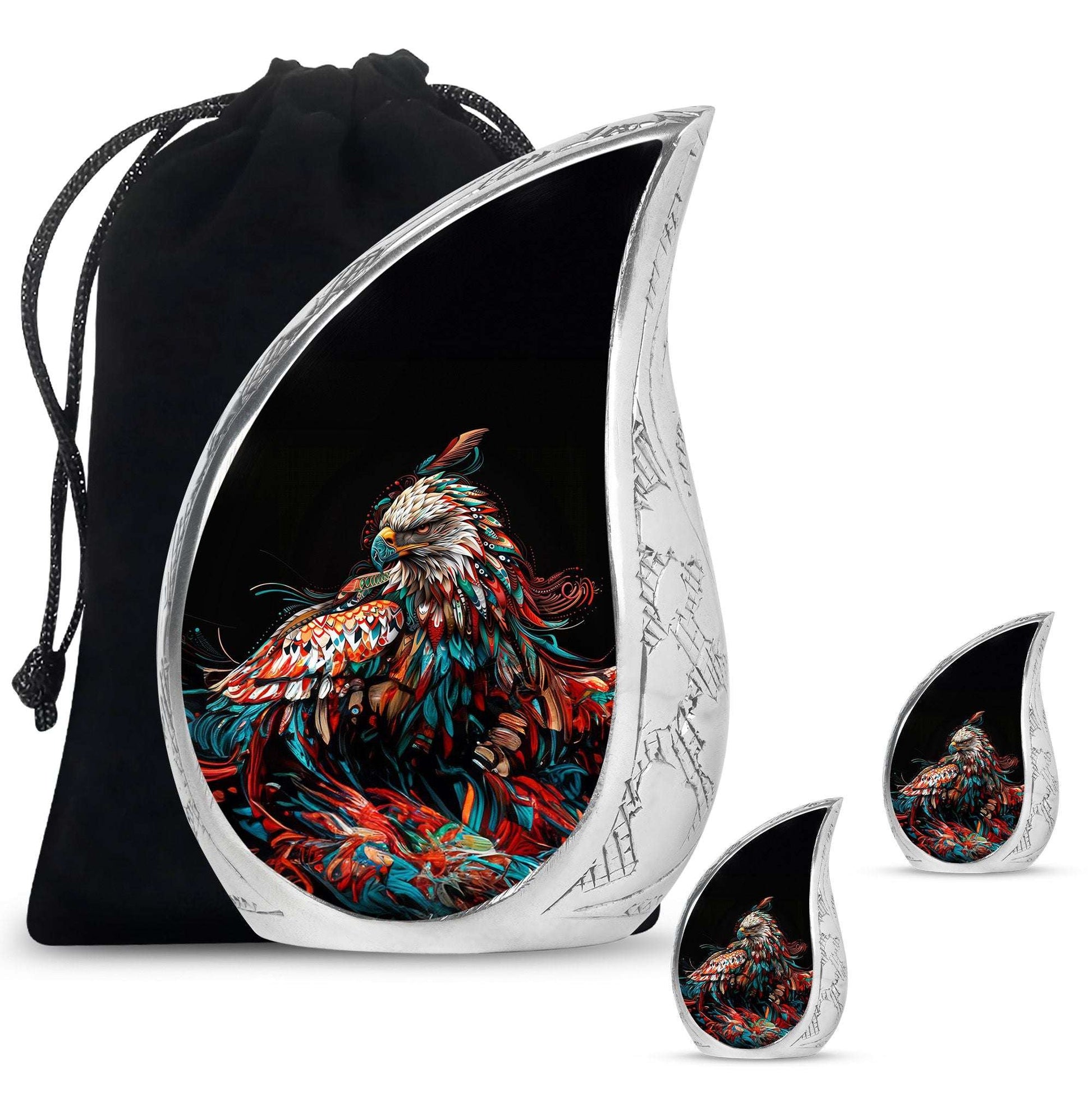 Eagle Theme Large Urn With 2 Keepsake Urn