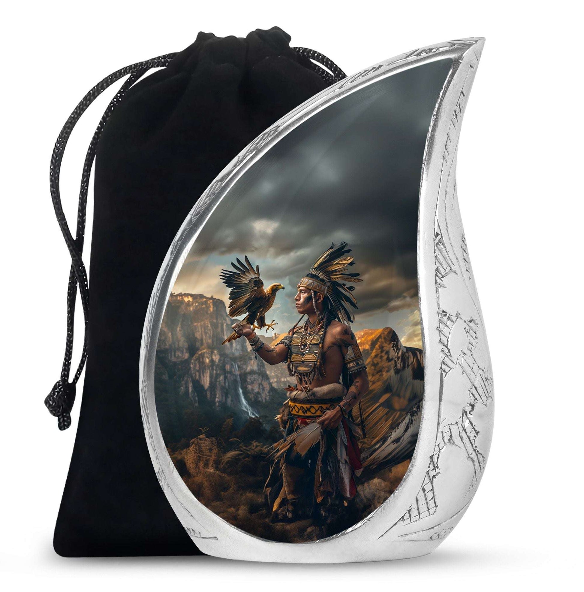 Tribe Man Theme Large Urn 10 Inch